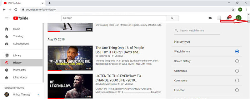 metodos para revisar el historial de videos de youtube