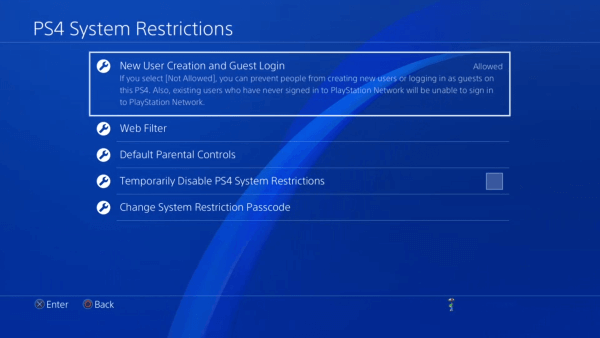 Set Parental Control on PS4