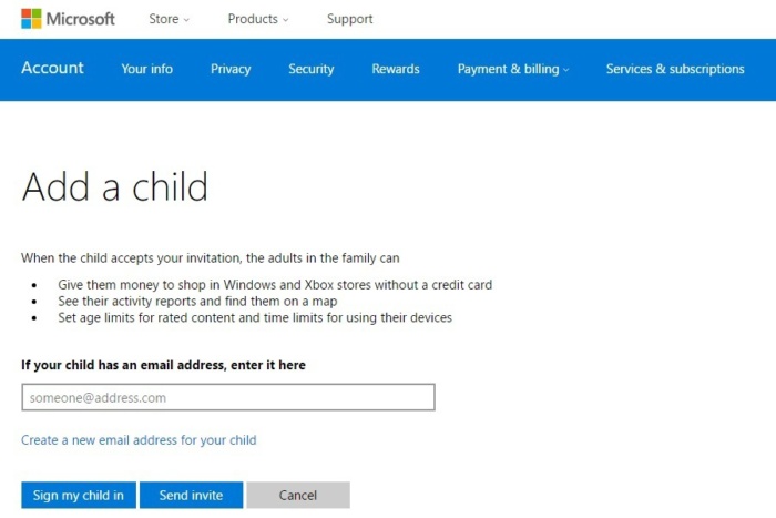microsoft add a kid