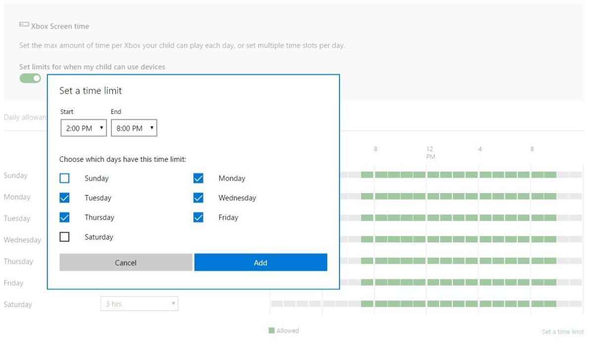 définir contrôle parental de Xbox One