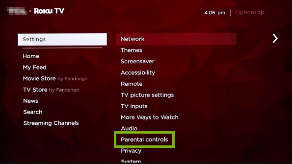 enable parental controls Roku