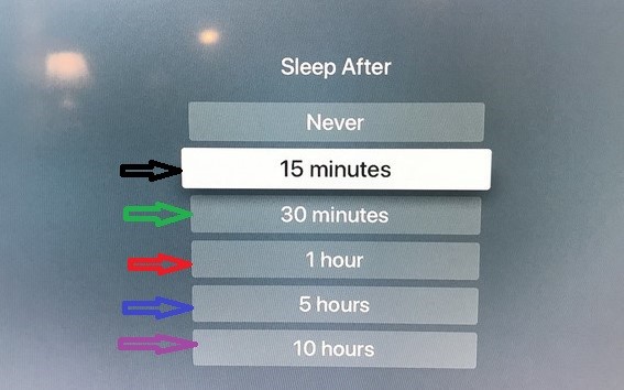 Choose when you want the Apple TV to go to sleep