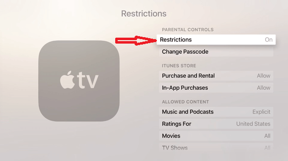 tap Restrictions to turn it on