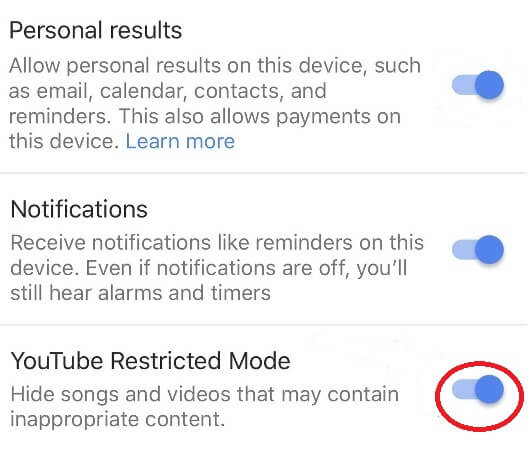 Google Home Parental Control - Enable YouTube Restriction