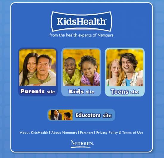 parenting websites for parents - Kids Health from Nemours