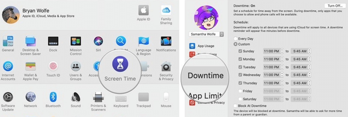 how to set parental control on imac - choose downtime