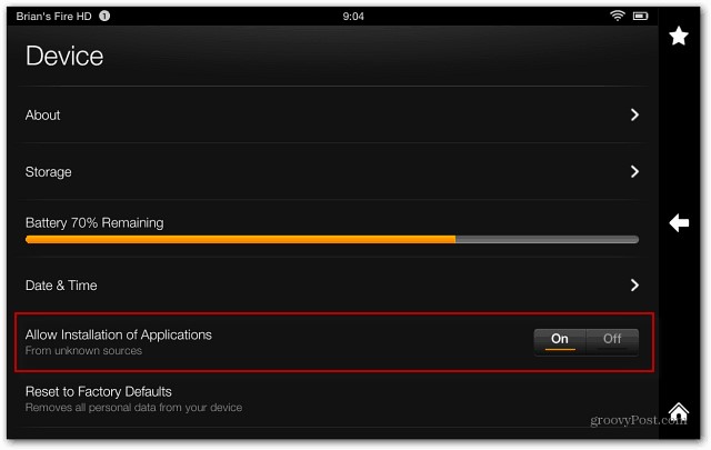 installer Youtube sur kindle fire - autoriser l'installation d'applications