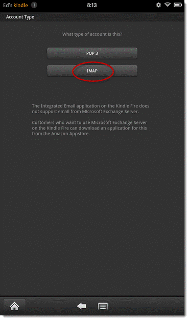 tips and tricks to use kindle fire - select imap