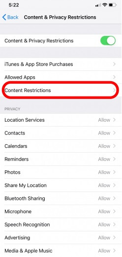 Content Restrictions