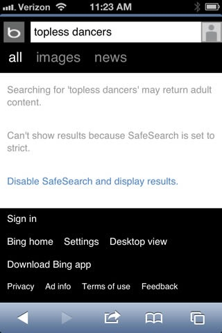 disable bing safesearch