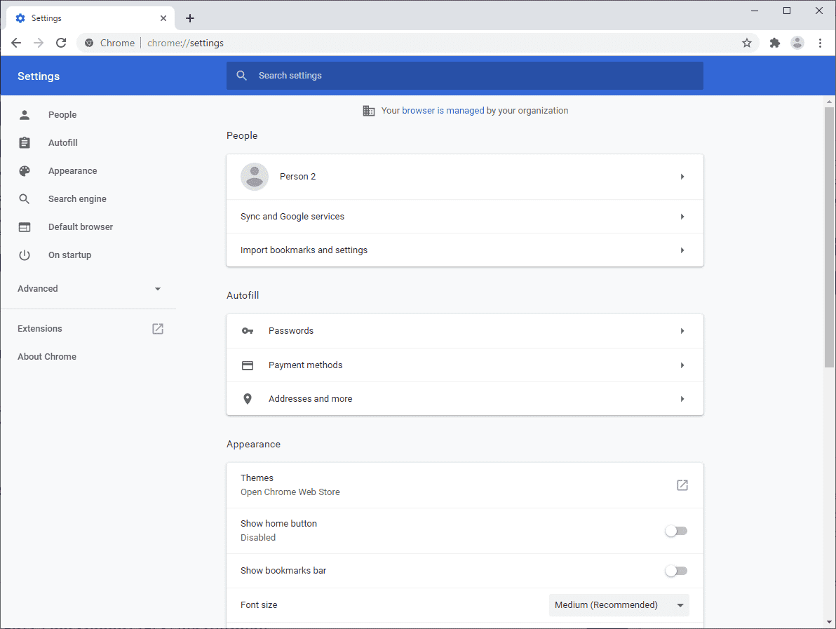 manage chrome security settings