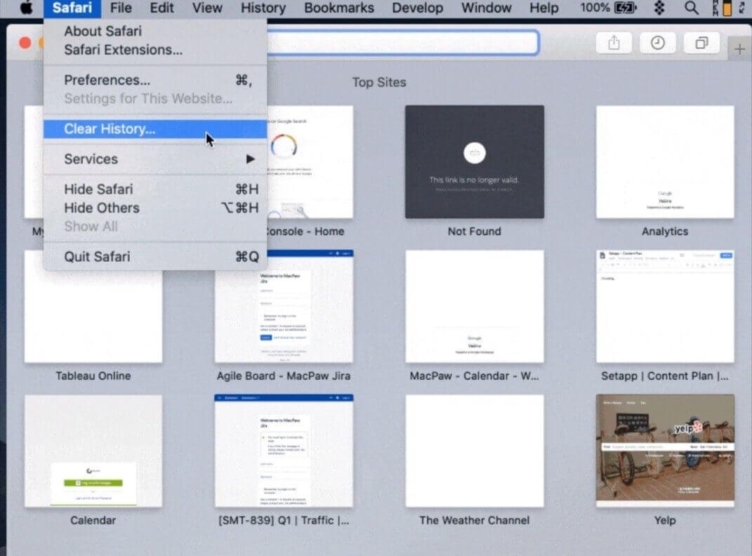 clear browser history on safari