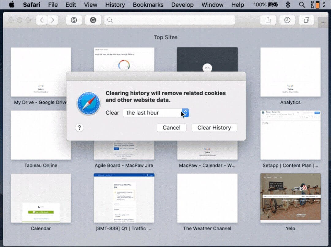 clear browser history on safari mac
