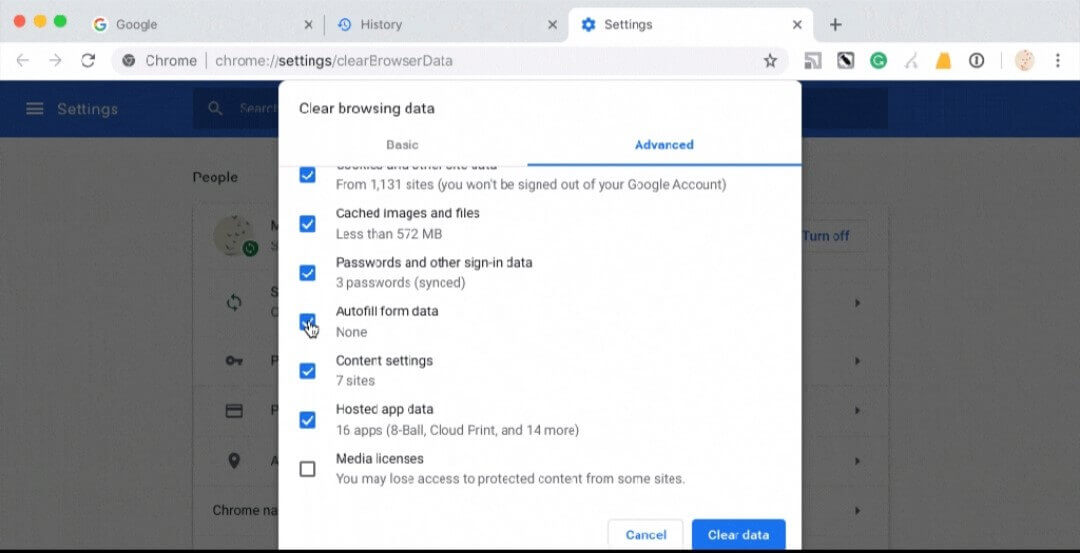 how to clear history on google chrome on mac