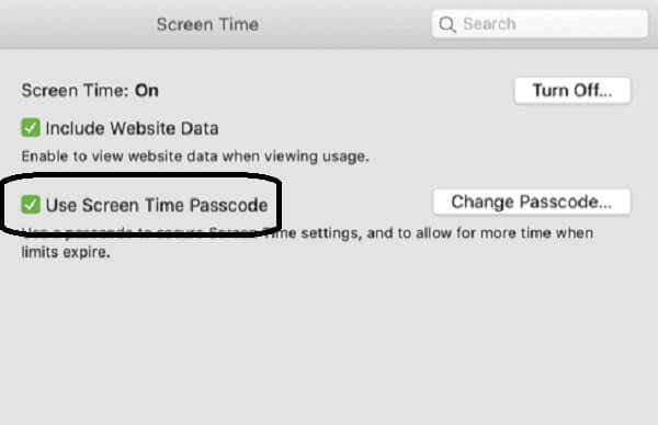 enable screen time passcode on macos catalina