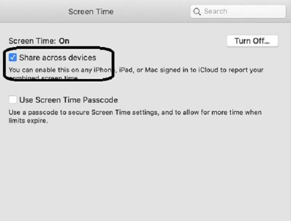 share across devices - scren time mac