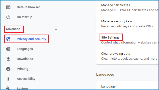 Click on Site settings