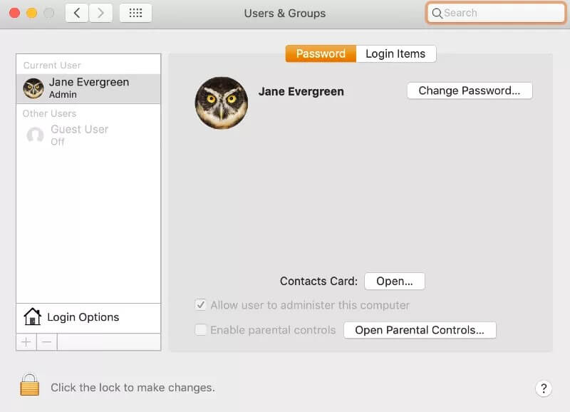 create a new user account on mac- administer