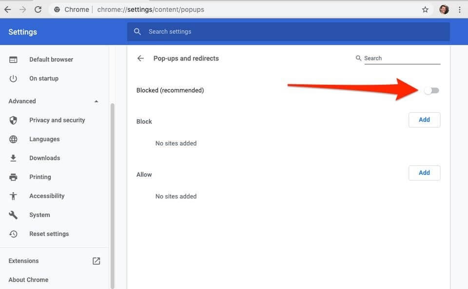 pop up blocker in chrome for mac