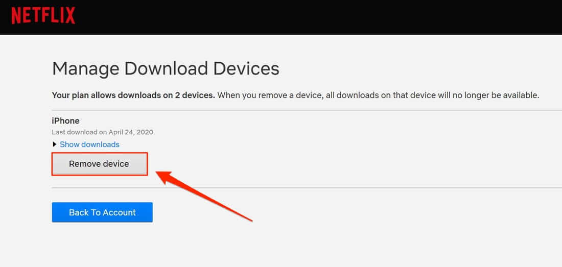 manage download device - netflix