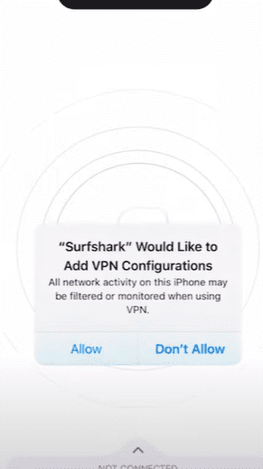 use vpn on iphone - tap quick connect