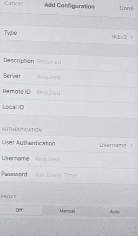 use vpn on iphone without app - add vpn configuration
