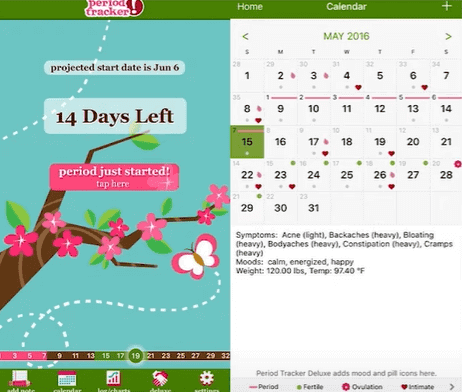 mejores aplicaciones de seguimiento de la menstruación para adolescentes - Period Tracker Lite