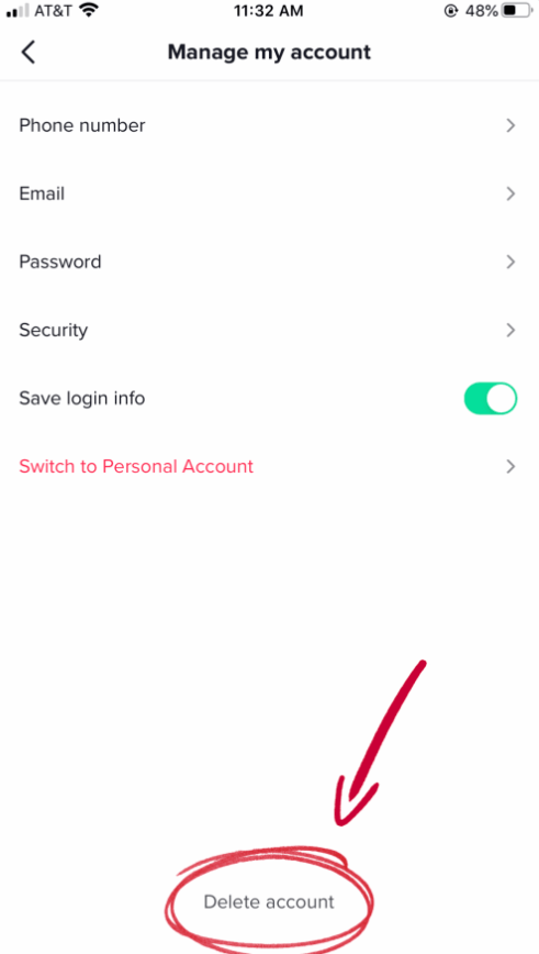 delete tiktok account 1