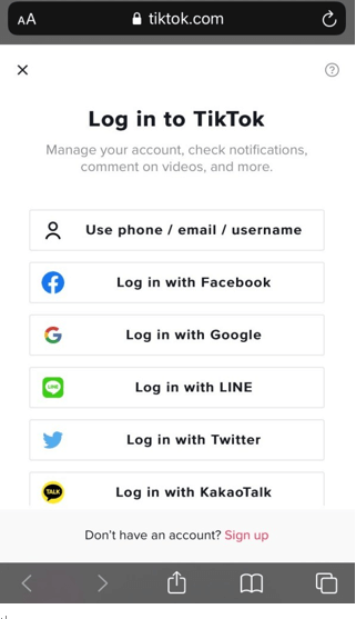 login tiktok