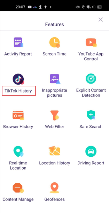 check TikTok history