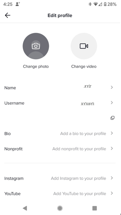 edit tiktok profile