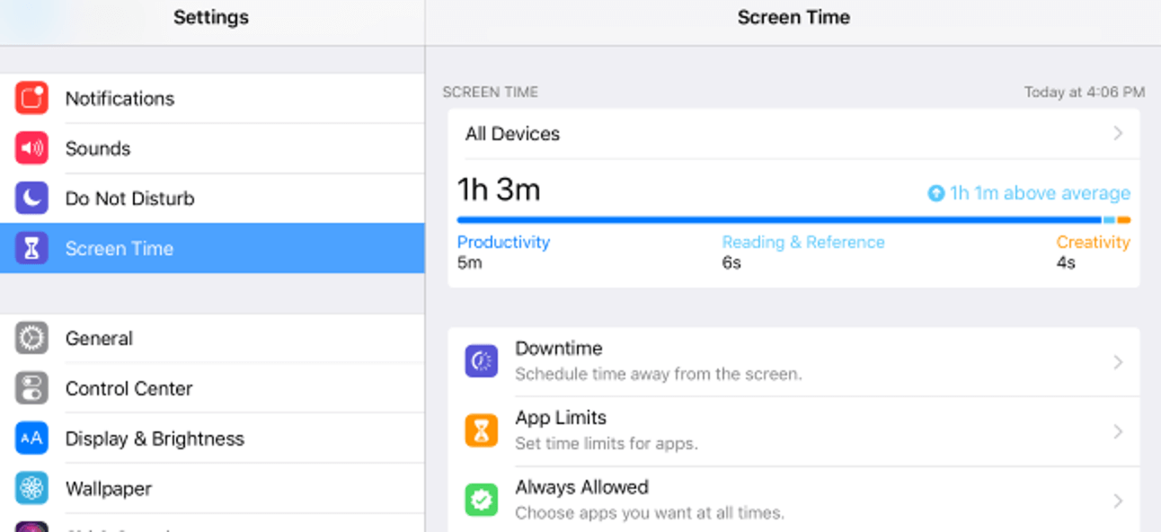 set screen time limit on iPhone