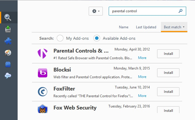 Firefox internet control
