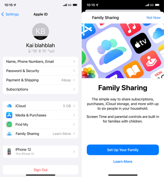 iphone family sharing
