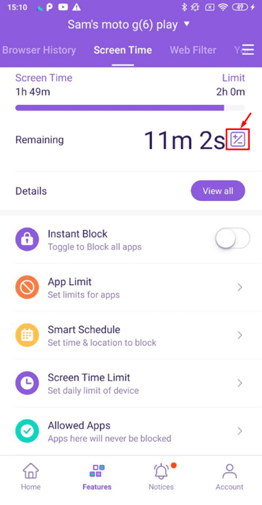 screen time limit