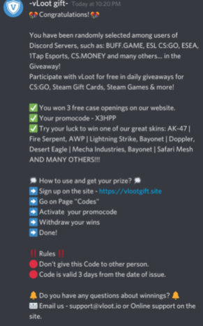 estafa de regalo en Discord