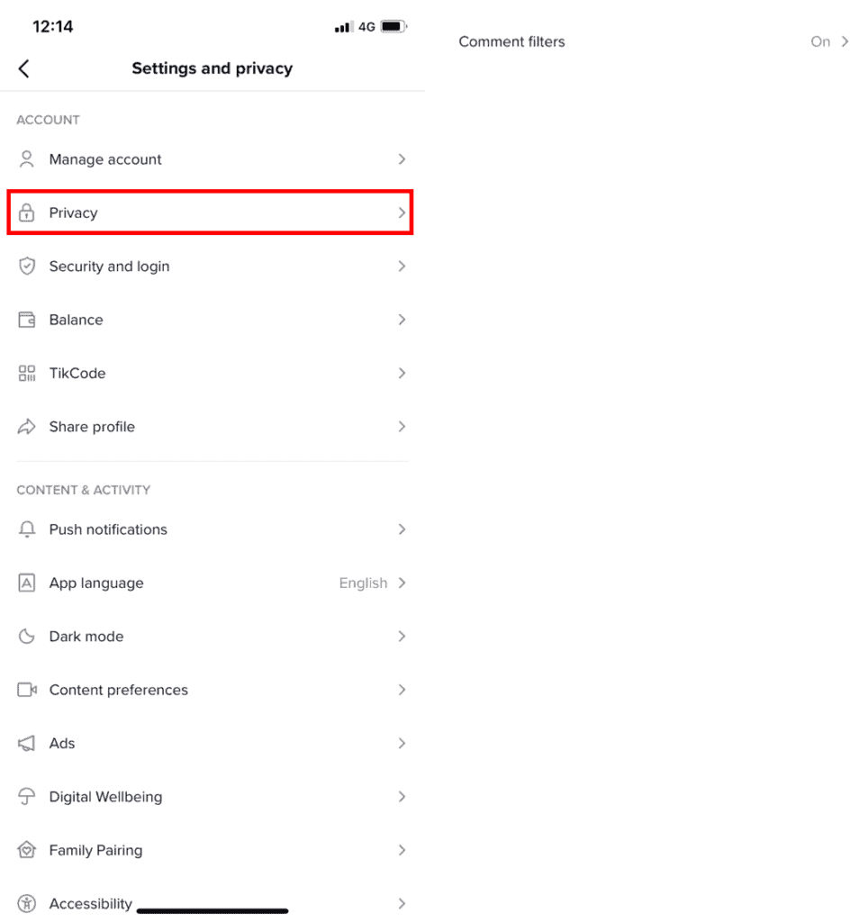 filter comments on tiktok