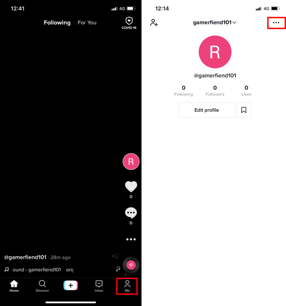 go to your tiktok profile page