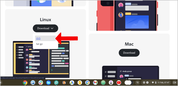 Instalación de Discord en Chromebook a través de linux 2