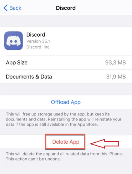 eliminar la caché de discordia en el iphone 1