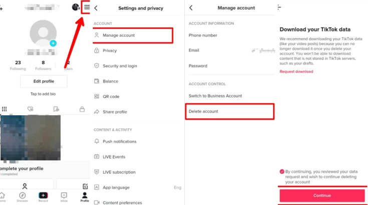 How to delete a TikTok account?