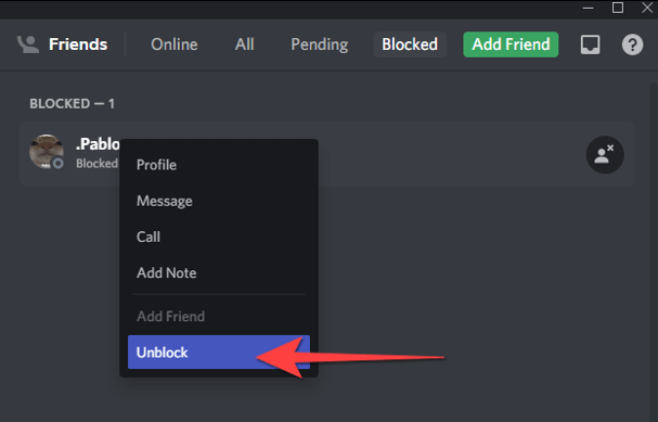 cómo desbloquear a alguien en discord