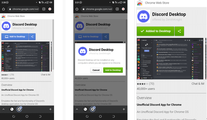 Instalar Discord en Chromebook a través de Chrome Web Store