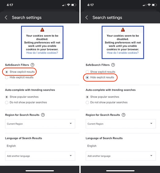 Google Safesearch On Iphone And Ipad