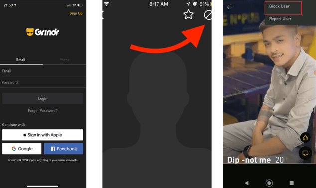 cómo bloquear a alguien en grindr