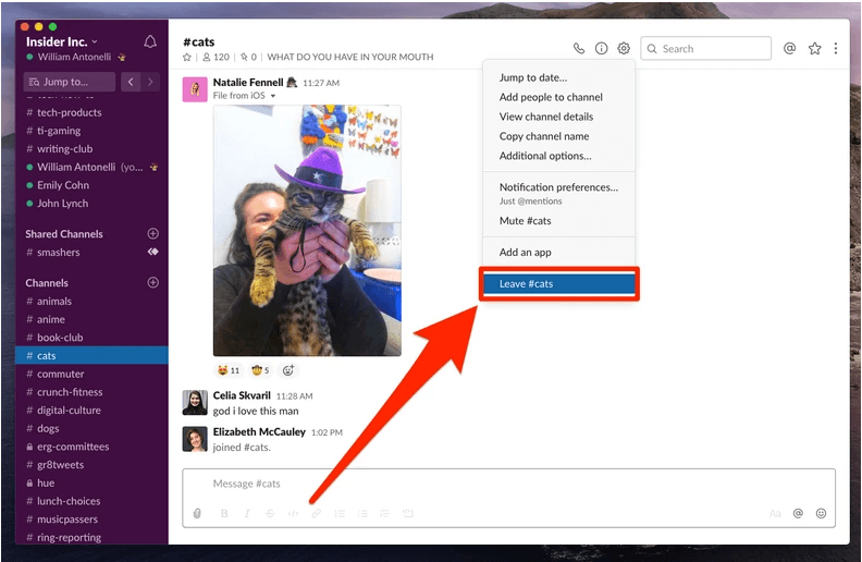 Leaving a channel on Slack desktop