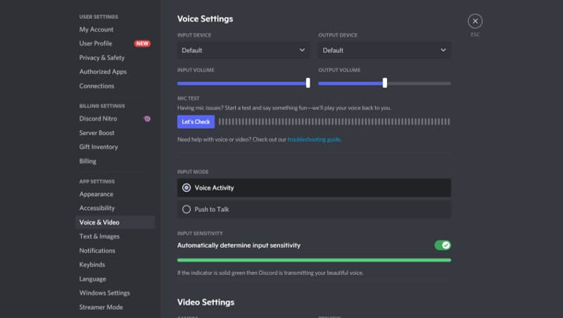 editar configuración de voz en discord