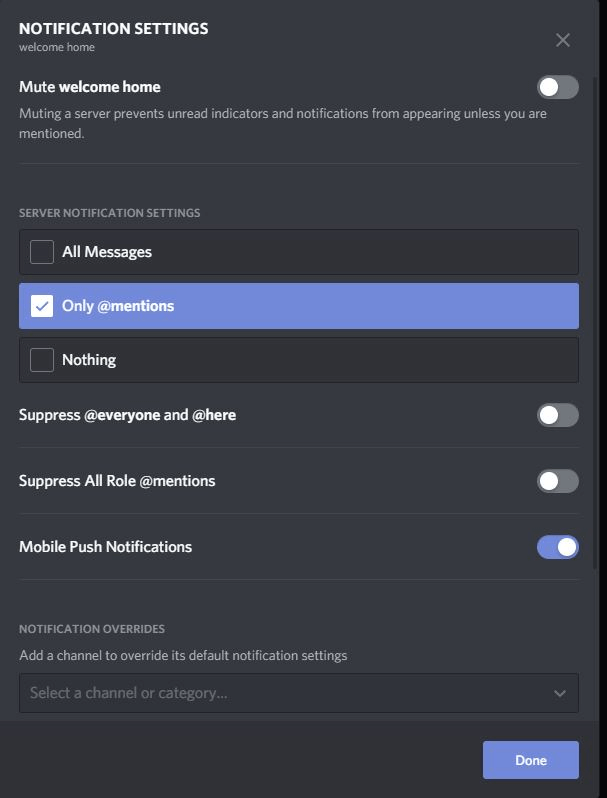 notificaciones del servidor de discord