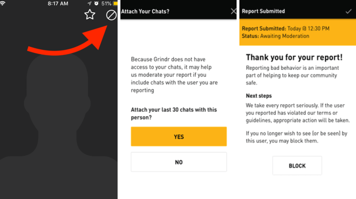 report someone on grindr