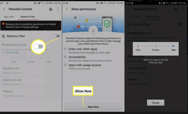 configuración de permisos